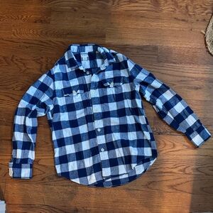 Dark Blue and White Plaid Kids Shirt